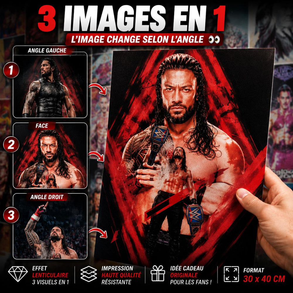 WWE Roman Reigns Affiche Holographique 3D